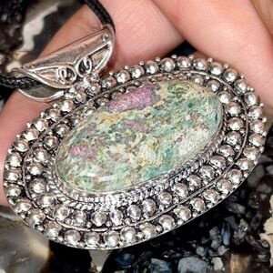 Ruby Fuschite Pendant 1 7/8”x 2”